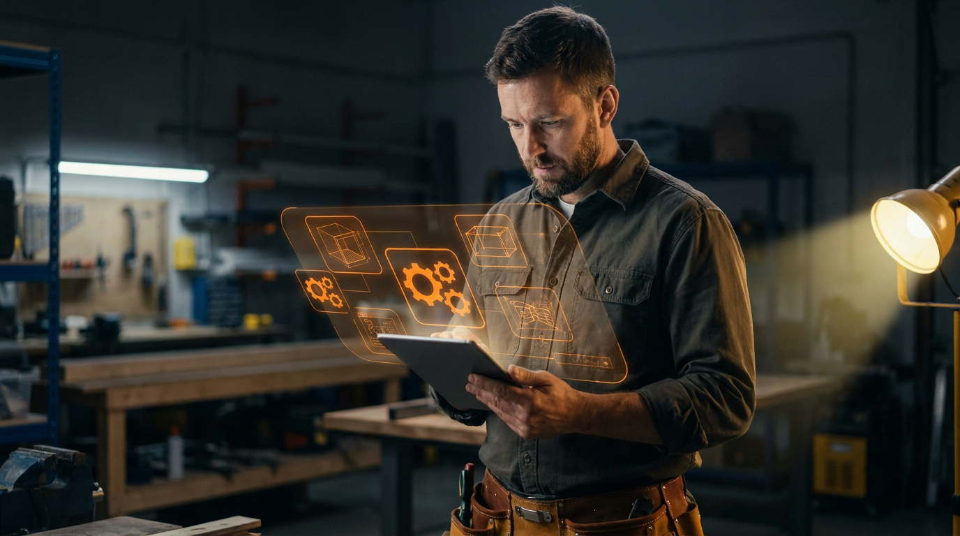 A contractor considers using Canva Magic Studio vs Adobe Express AI on his tablet to create marketing materials for his business.